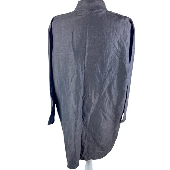 Eileen Fisher Linen Silk Band Collar Shirt size L - Picture 5 of 11
